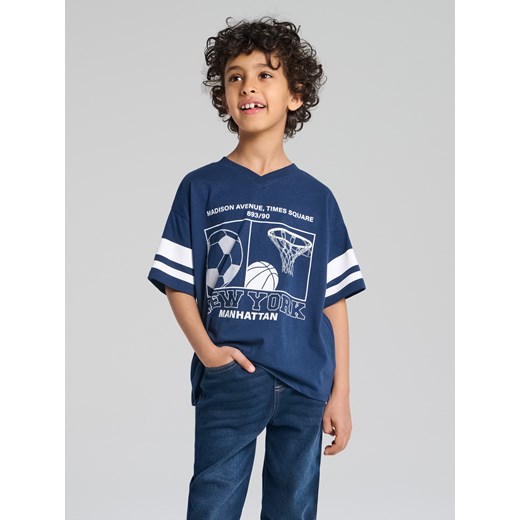 Sinsay - Koszulka oversize - granatowy Sinsay 98 (2-3 l) Sinsay