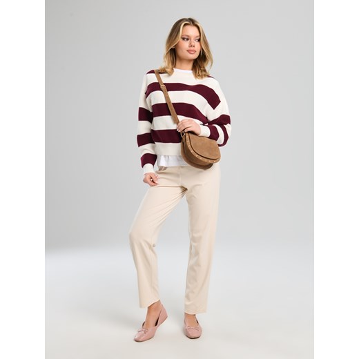 Sinsay - Spodnie z wiskozą - kremowy Sinsay M Sinsay