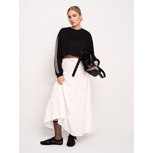 Sinsay - Bluza z dekoracyjnymi lampasami soft touch - czarny Sinsay S Sinsay