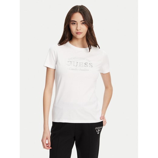 Guess T-Shirt V5YI12 J1314 Biały Regular Fit ze sklepu MODIVO w kategorii Bluzki damskie - zdjęcie 184657303