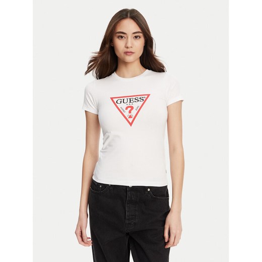 Guess Jeans T-Shirt W4YI04 J1314 Biały Regular Fit ze sklepu MODIVO w kategorii Bluzki damskie - zdjęcie 184657321