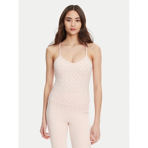 Guess Top V5YP11 MC03W Różowy Slim Fit ze sklepu MODIVO w kategorii Bluzki damskie - zdjęcie 184657374