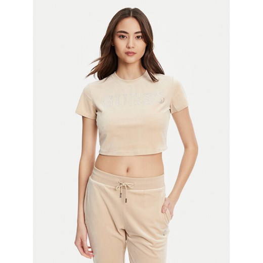 Guess Bluzka V3BI01 K0232 Beżowy Regular Fit ze sklepu MODIVO w kategorii Bluzki damskie - zdjęcie 184657403