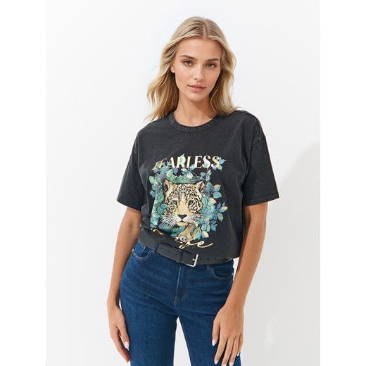 Mohito - T-shirt z nadrukiem - czarny ze sklepu Mohito w kategorii Bluzki damskie - zdjęcie 184658184
