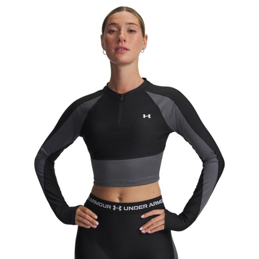 Damski longleeve treningowy Under Armour UA HG Rib 1/4 Zip - czarny ze sklepu Sportstylestory.com w kategorii Bluzki damskie - zdjęcie 184659763