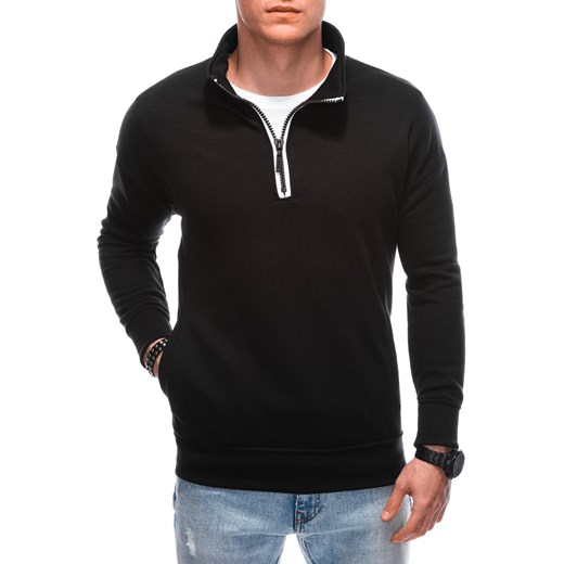Bluza męska ze stójka rozpinaną na suwak - czarna V8 B1353 L ombre