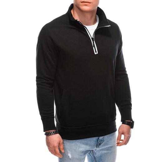 Bluza męska ze stójka rozpinaną na suwak - czarna V8 B1353 L ombre