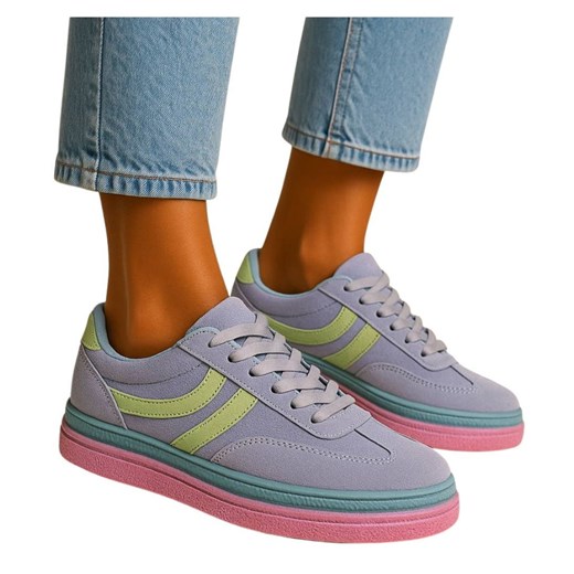 Niebieskie wiązane sneakersy buty sportowe /A3-2 17881 T688 ze sklepu Pantofelek24.pl w kategorii Buty sportowe damskie - zdjęcie 184660020