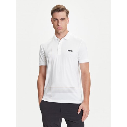 BOSS Polo Check 50545692 Biały Slim Fit ze sklepu MODIVO w kategorii T-shirty męskie - zdjęcie 184661054
