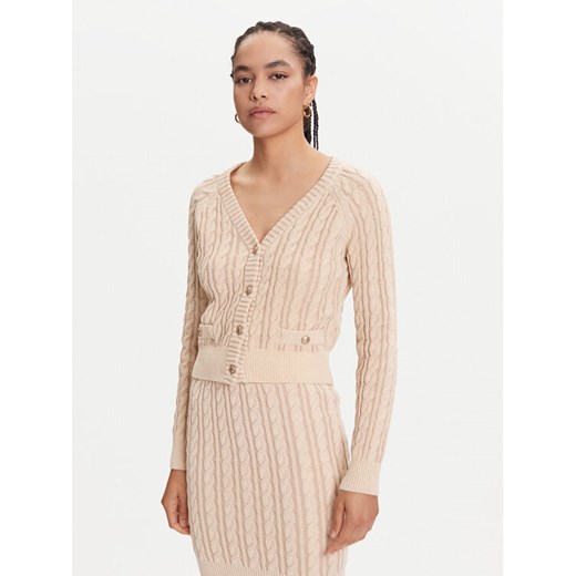 Guess Kardigan W5YR15 Z3OU0 Beżowy Regular Fit ze sklepu MODIVO w kategorii Swetry damskie - zdjęcie 184661091