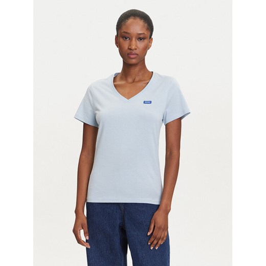 HUGO T-Shirt Classic 50513667 Błękitny Slim Fit ze sklepu MODIVO w kategorii Bluzki damskie - zdjęcie 184661124