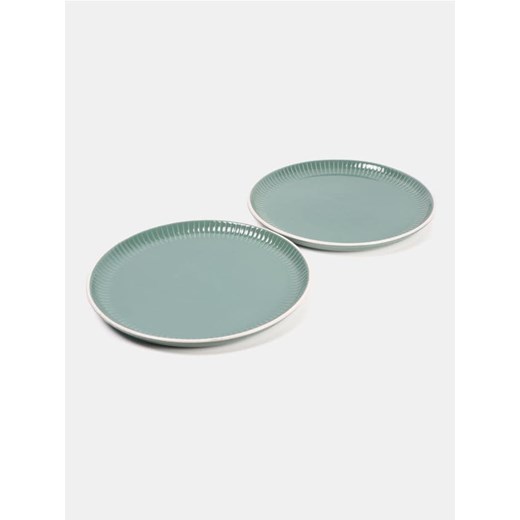 Sinsay - Talerze z ryflowanymi brzegami 2 pack - zielony ze sklepu Sinsay w kategorii Talerze - zdjęcie 184662750