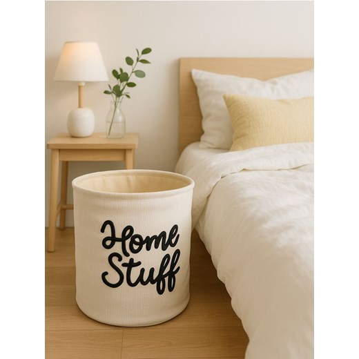 Sinsay - Kosz do przechowywania z napisem Home Stuff - beżowy ze sklepu Sinsay w kategorii Dom - zdjęcie 184662772