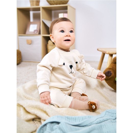 Sinsay - Bluza z elementami 3D - kremowy Sinsay 80 (9-12 m) Sinsay