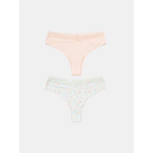 Sinsay - Majtki brazyliany z koronką 2 pack - wielobarwny ze sklepu Sinsay w kategorii Majtki damskie - zdjęcie 184665713