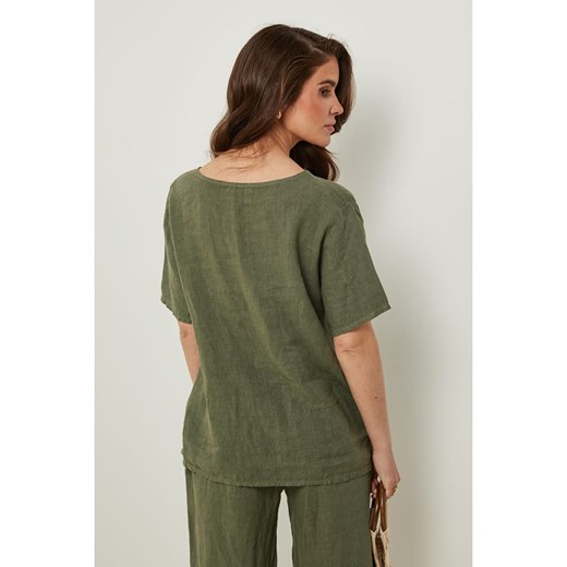 Rodier Lin Lniana koszulka w kolorze khaki Rodier Lin XL/XXL wyprzedaż Limango Polska