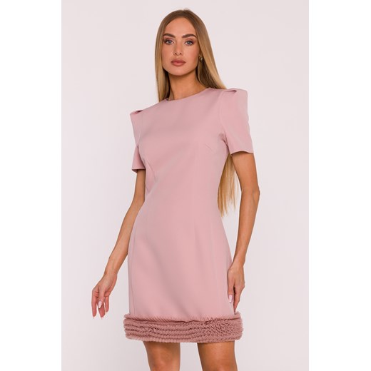 Elegancka sukienka mini z marszczonym tiulem - brudny róż ze sklepu Cudmoda w kategorii Sukienki - zdjęcie 184669191