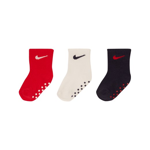 Antypoślizgowe skarpety do kostki z logo Swoosh dla maluchów Nike (3 pary) - Wielokolorowe ze sklepu Nike poland w kategorii Skarpetki dziecięce - zdjęcie 184669791