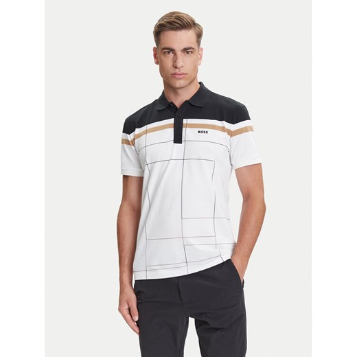 BOSS Polo Paule 50544477 Biały Slim Fit ze sklepu MODIVO w kategorii T-shirty męskie - zdjęcie 184670292