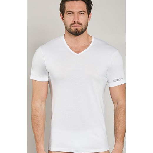 Kappa koszulka męska w serek z krótkim rękawem biała K1315, Kolor biały, Rozmiar S, Kappa ze sklepu Intymna w kategorii T-shirty męskie - zdjęcie 184671453