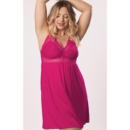 Mefemi damska koszulka nocna plus size Agnese, Kolor różowy, Rozmiar L, Mefemi ze sklepu Intymna w kategorii Koszule nocne - zdjęcie 184671470
