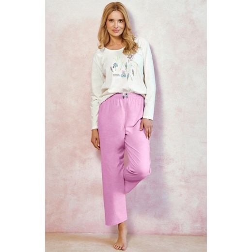 Długa piżama damska Monica 3459, Kolor śmietankowo-różowy, Rozmiar XL, Taro ze sklepu Intymna w kategorii Piżamy damskie - zdjęcie 184671582