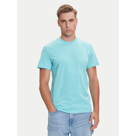 Tommy Jeans T-Shirt Linear Chest DM0DM21780 Zielony Slim Fit ze sklepu MODIVO w kategorii T-shirty męskie - zdjęcie 184672731