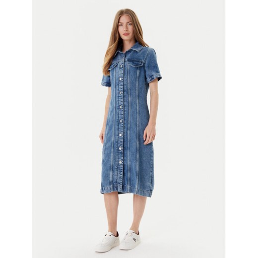 Tommy Hilfiger Sukienka jeansowa WW0WW46638 Niebieski Slim Fit ze sklepu MODIVO w kategorii Sukienki - zdjęcie 184672733