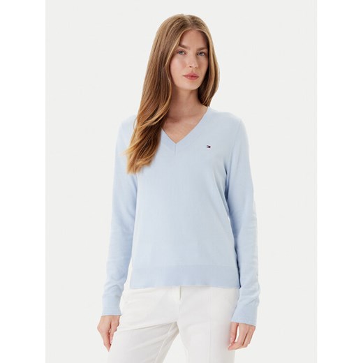 Tommy Hilfiger Sweter WW0WW40098 Błękitny Regular Fit ze sklepu MODIVO w kategorii Swetry damskie - zdjęcie 184672782