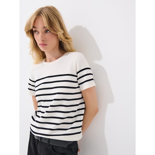 Mohito - T-shirt z wiskozą - kremowy Mohito XL Mohito