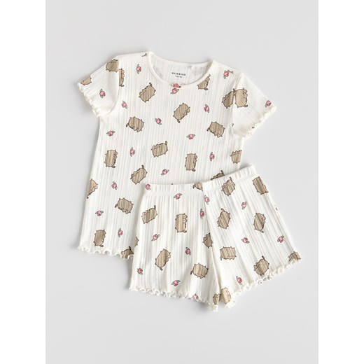 Reserved - Piżama dwuczęściowa Pusheen - złamana biel ze sklepu Reserved w kategorii Piżamy dziecięce - zdjęcie 184674113