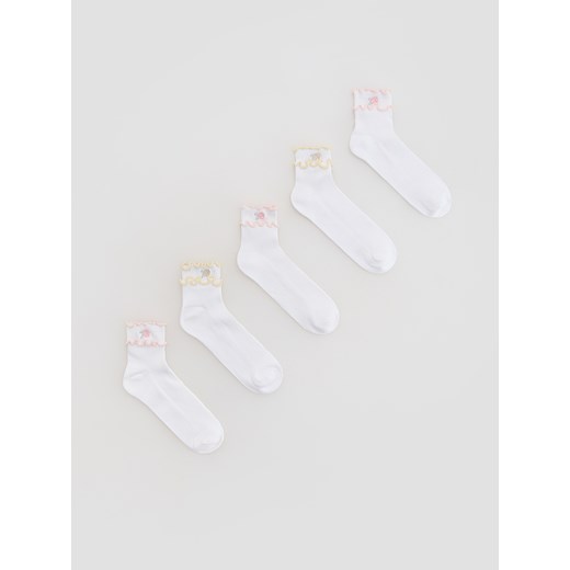 Reserved - Bawełniane skarpetki z falbanką 5 pack - biały ze sklepu Reserved w kategorii Skarpetki dziecięce - zdjęcie 184674122