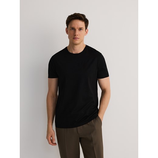 Reserved - T-shirt regular z modalem - czarny ze sklepu Reserved w kategorii T-shirty męskie - zdjęcie 184674273