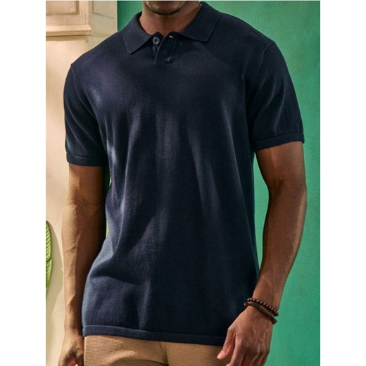 Sinsay - Bawełniane polo regular fit - granatowy ze sklepu Sinsay w kategorii T-shirty męskie - zdjęcie 184674861