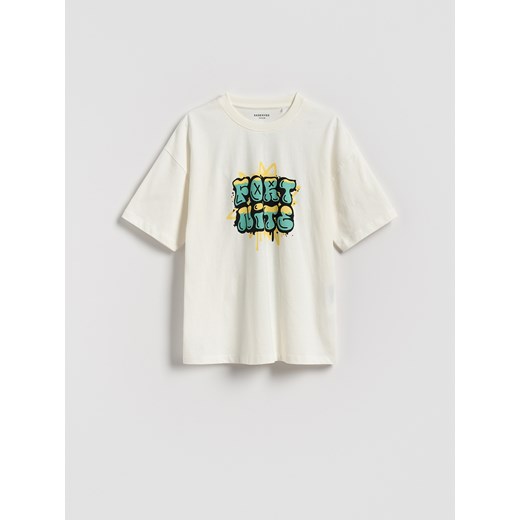 Reserved - T-shirt z nadrukiem Fortnite - biały ze sklepu Reserved w kategorii T-shirty chłopięce - zdjęcie 184675230