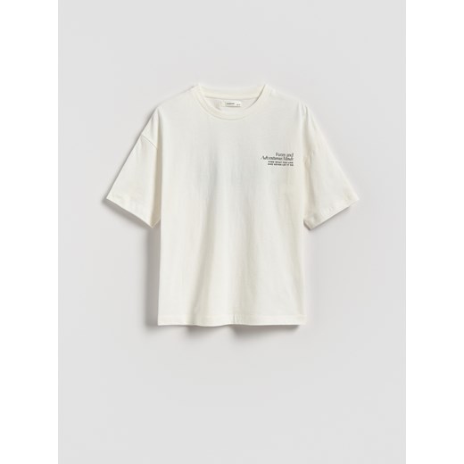 Reserved - Bawełniany t-shirt z nadrukiem - biały ze sklepu Reserved w kategorii T-shirty chłopięce - zdjęcie 184675240