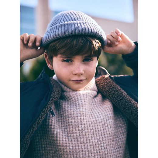 Reserved - Czapka beanie z wełną - jasnoniebieski Reserved 9-13 lat okazja Reserved