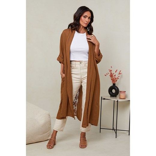 Le Monde du Lin Lniana narzutka w kolorze jasnobrązowym Le Monde Du Lin 38/40 okazja Limango Polska