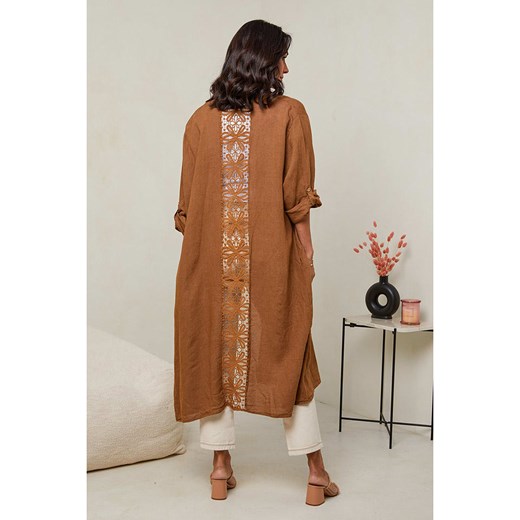 Le Monde du Lin Lniana narzutka w kolorze jasnobrązowym Le Monde Du Lin 38/40 wyprzedaż Limango Polska