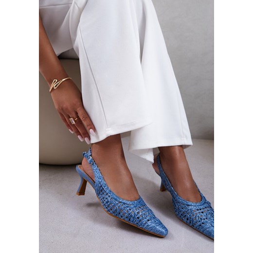 Niebieskie Sandały na Szpilce Vices Slingback z Ażurową Cholewką Nilanira ze sklepu renee.pl w kategorii Czółenka - zdjęcie 184677153