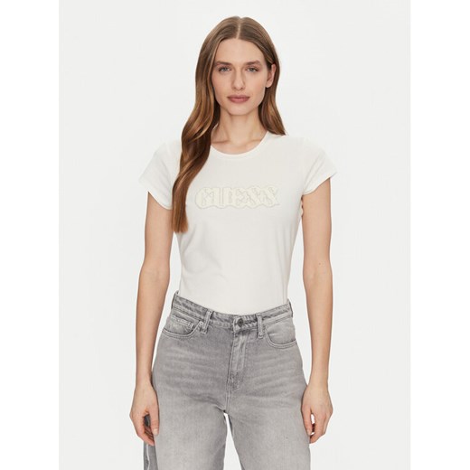 Guess T-Shirt W5GI42 J1314 Écru Regular Fit ze sklepu MODIVO w kategorii Bluzki damskie - zdjęcie 184677620
