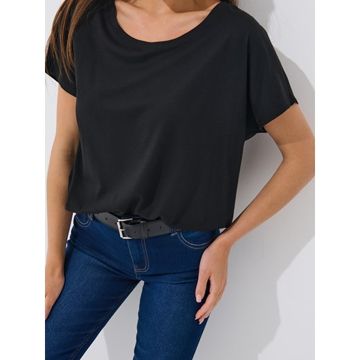 Mohito - Czarny t-shirt z modalem - czarny Mohito M Mohito