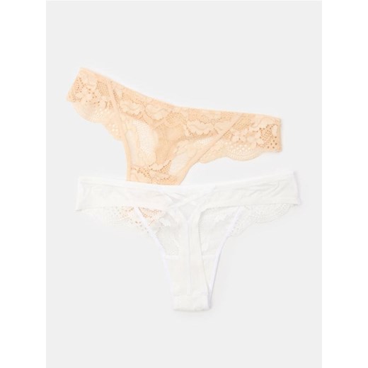 Sinsay - Koronkowe stringi 2 pack - wielobarwny ze sklepu Sinsay w kategorii Majtki damskie - zdjęcie 184680272