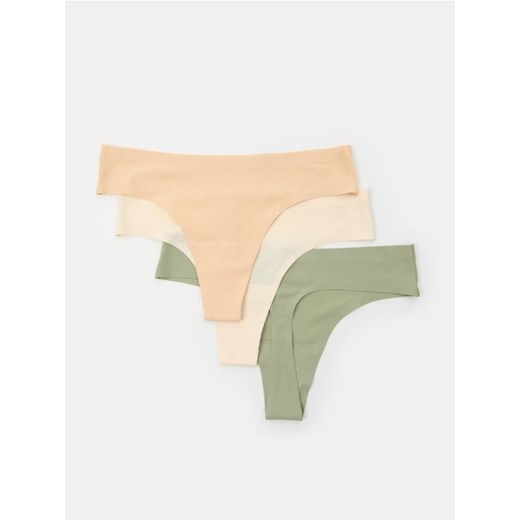 Sinsay - Prążkowane stringi 3 pack - wielobarwny ze sklepu Sinsay w kategorii Majtki damskie - zdjęcie 184680303