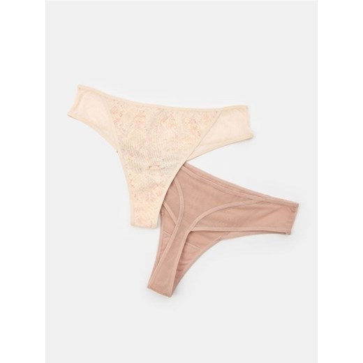 Sinsay - Siateczkowe stringi 2 pack - wielobarwny ze sklepu Sinsay w kategorii Majtki damskie - zdjęcie 184680304