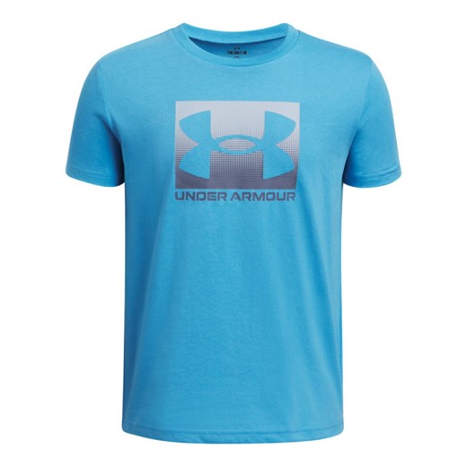 Chłopięcy t-shirt z nadrukiem Under Armour UA Boxed Sports - niebieska ze sklepu Sportstylestory.com w kategorii T-shirty chłopięce - zdjęcie 184680414