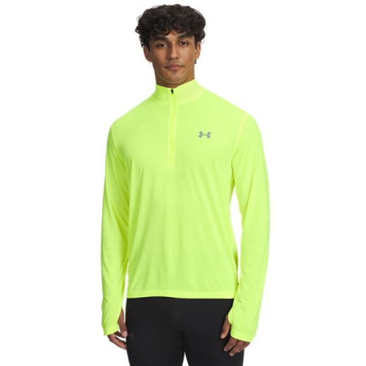 Męski longsleeve do biegania Under Armour UA Launch 1/4 ZIP - żółty ze sklepu Sportstylestory.com w kategorii T-shirty męskie - zdjęcie 184680451