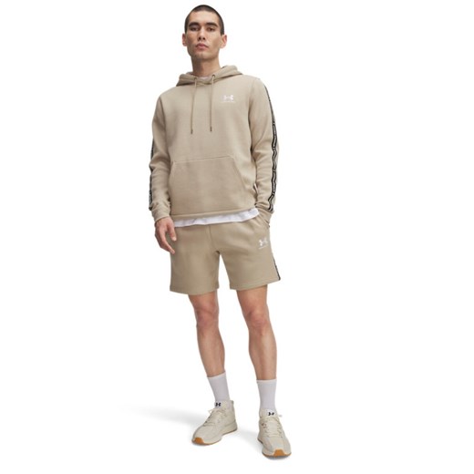 Męskie spodenki dresowe Under Armour UA Icon Fleece Short Taping - beżowe ze sklepu Sportstylestory.com w kategorii Spodenki męskie - zdjęcie 184680552
