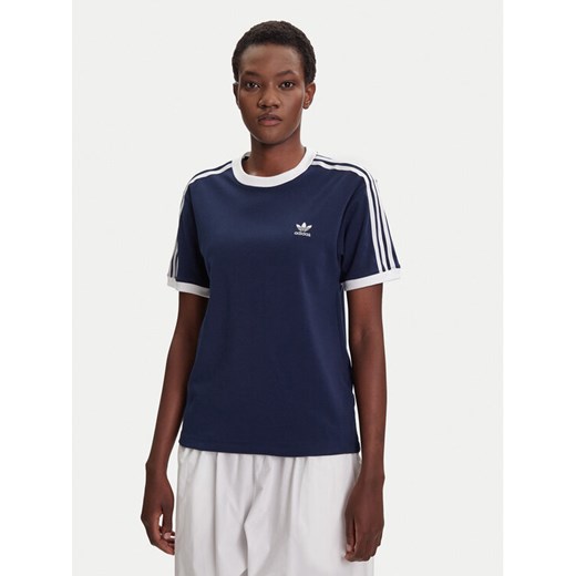 adidas T-Shirt 3-Stripes JY4852 Granatowy Regular Fit ze sklepu MODIVO w kategorii Bluzki damskie - zdjęcie 184681980