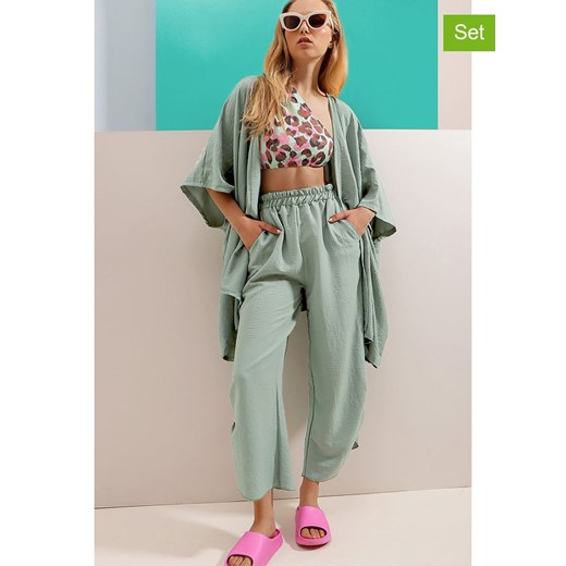 Trend Alaçatı Stili 2-częściowy zestaw w kolorze zielonym ze sklepu Limango Polska w kategorii Swetry damskie - zdjęcie 184683812